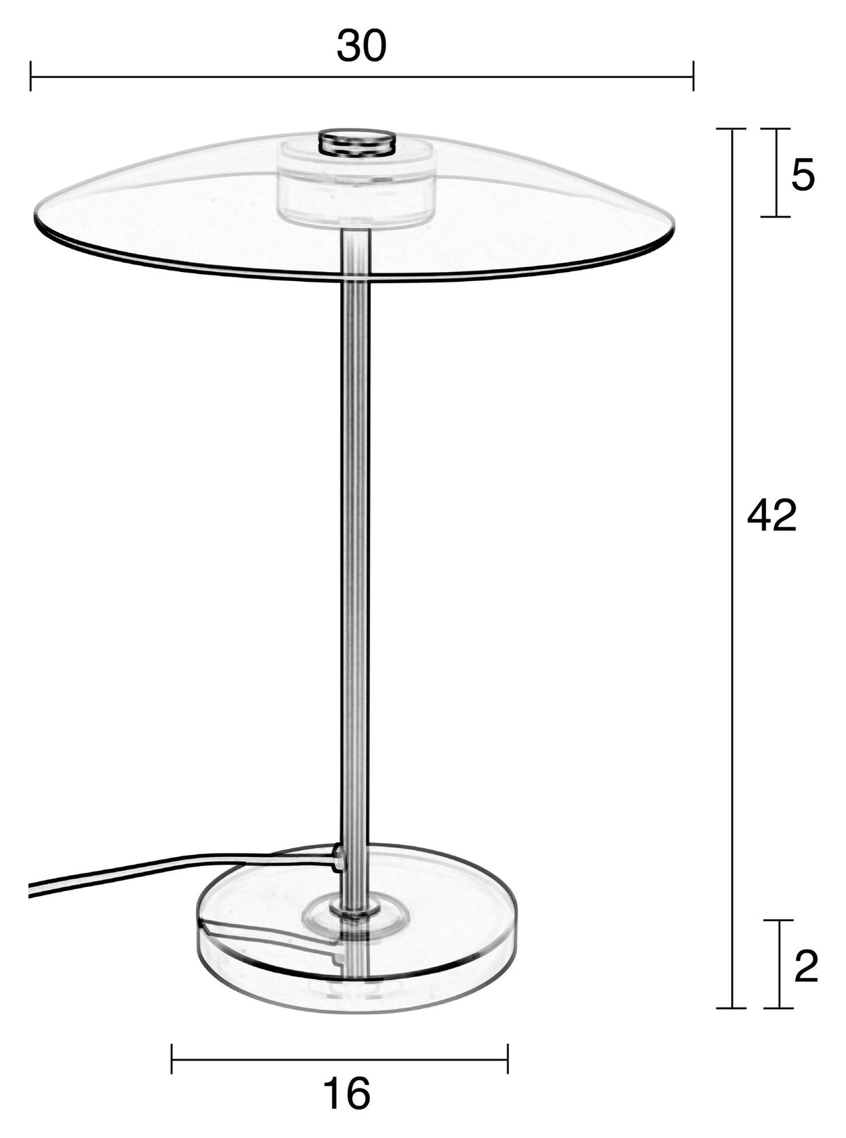 Zuiver Float Bordlampe - Røgfarvet Glas - Unoliving.com