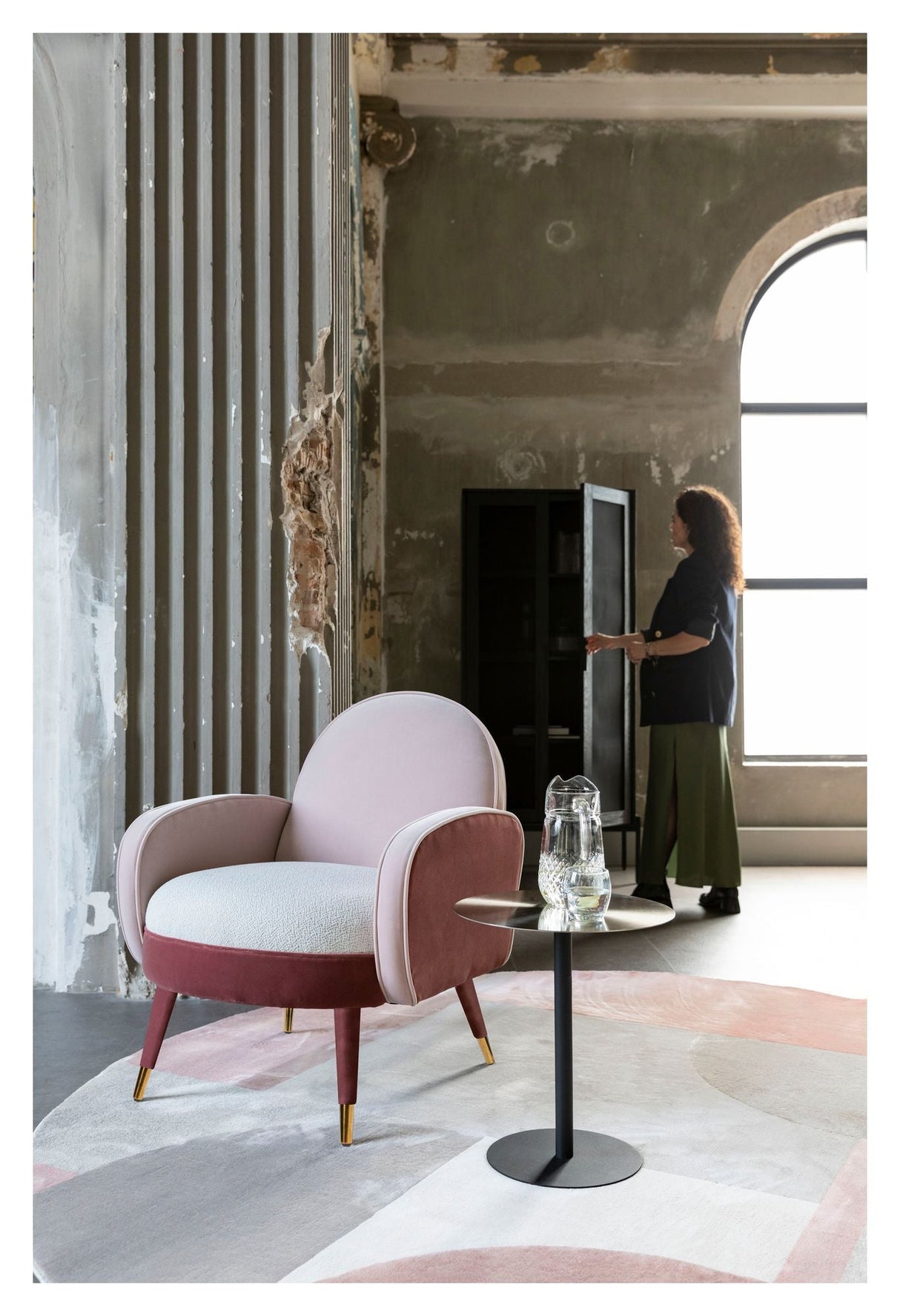 Zuiver Sam Loungestol - Velour Pink/Hvid - Unoliving.com