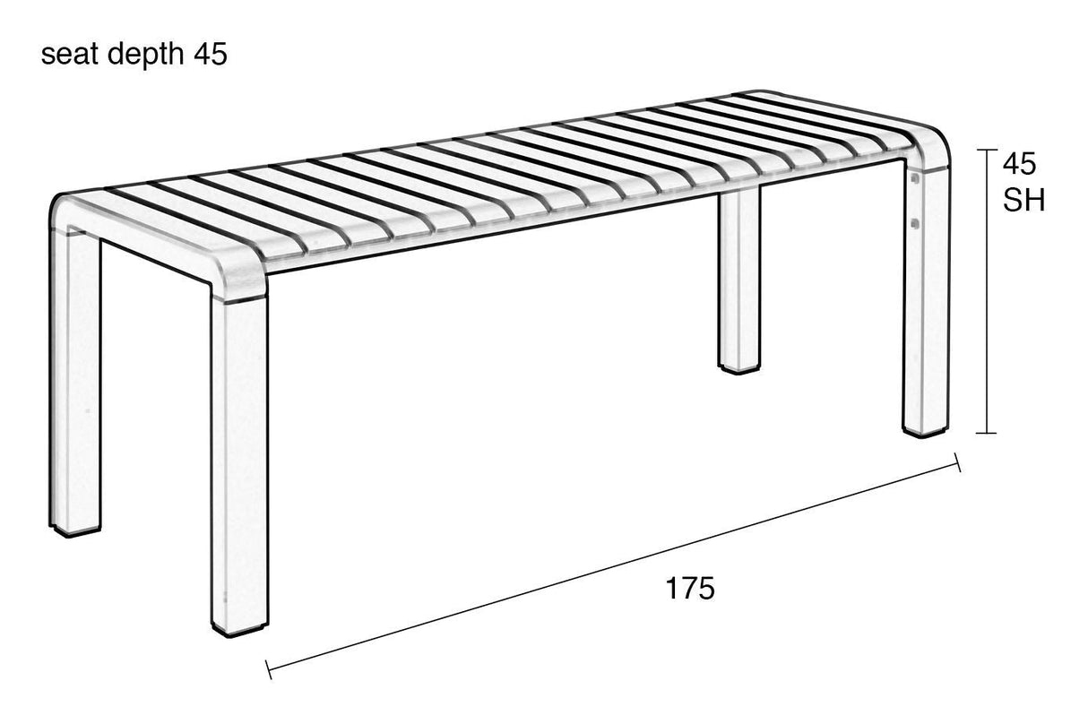 Zuiver Vondel Havebænk - Grøn, 175x45 - Unoliving.com