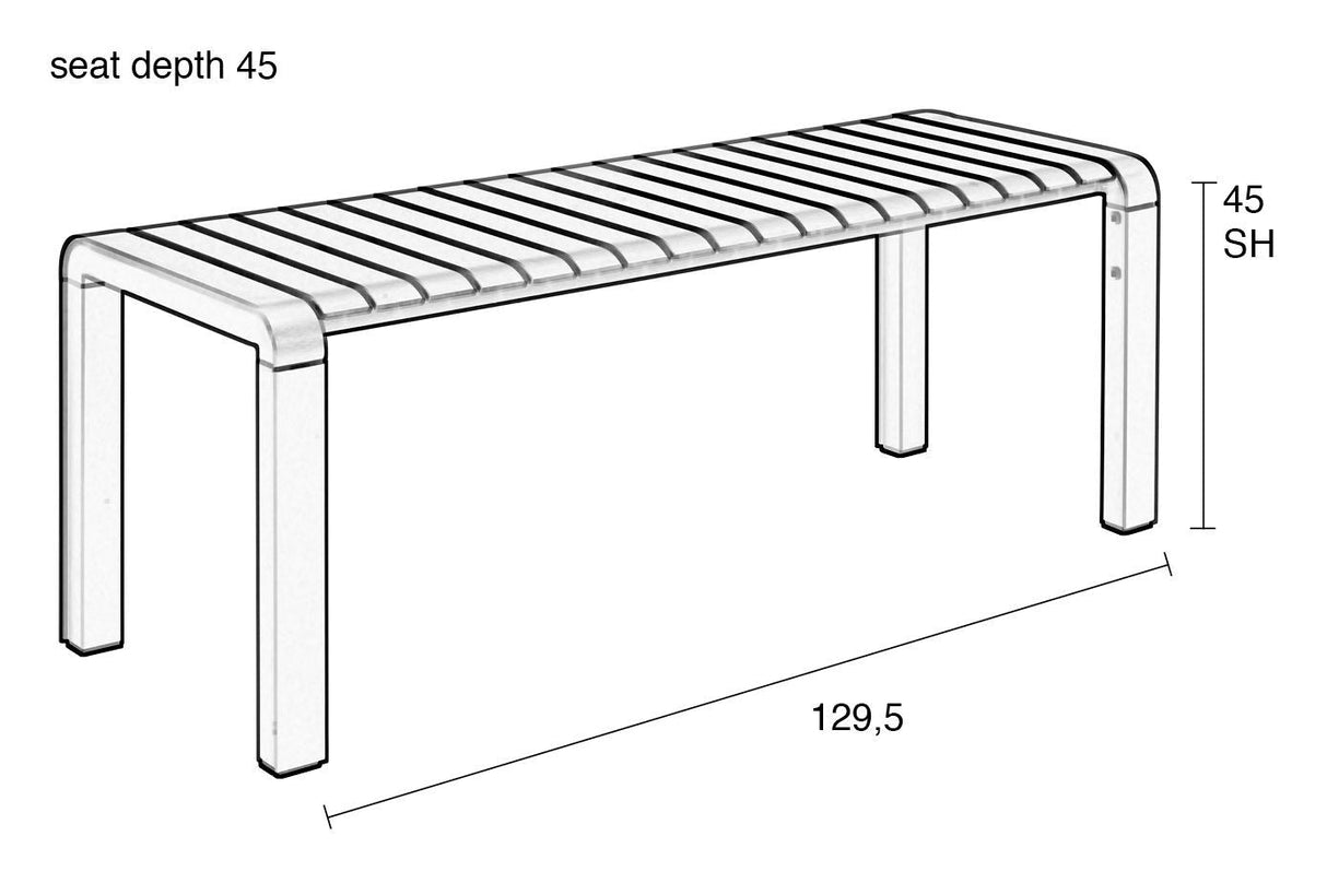 Zuiver Vondel Havebænk - Sort, 129,5X45 - Unoliving.com