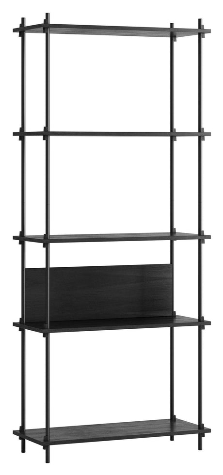 Shelving System, 1 fag, 5 hylder, H:200, Sort/sort - Unoliving.com