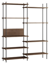 Shelving System, 2 fag, 9 hylder, H:200, Røget Eg/Sort - Unoliving.com