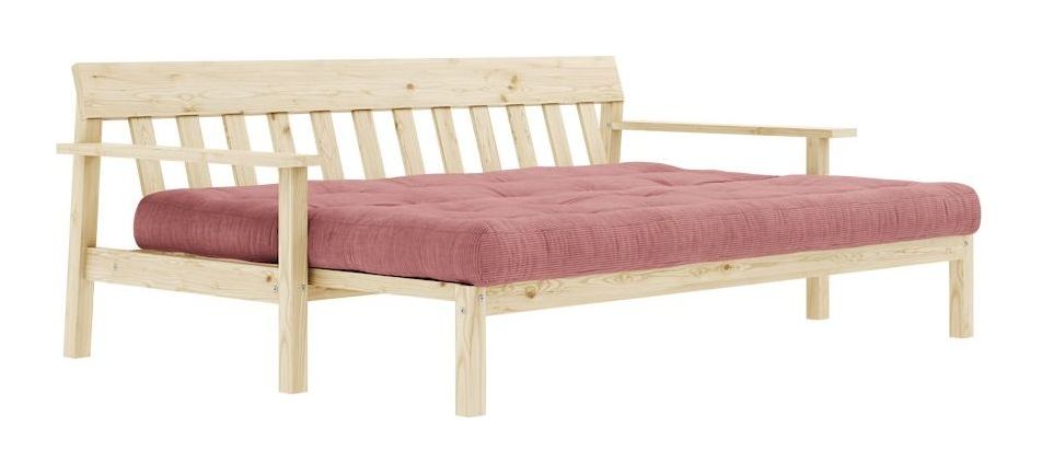 Unwind Sovesofa, Lakeret fyrretræ, Sorbet Pink fløjl - Unoliving.com