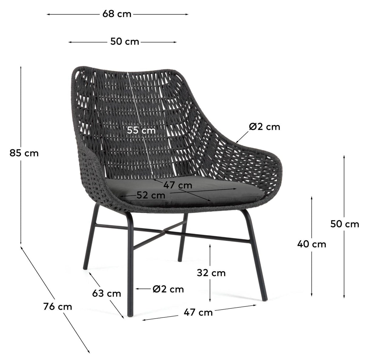 Abeli Loungestol, Sort - UNOLIVING.COM