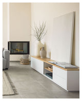 Abilen Tvbord - Hvid/Egefinér, 200x44 - UNOLIVING.COM