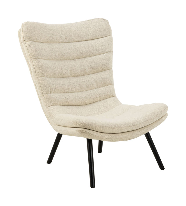 Grafton Lænestol m. horisontale syninger, Cream stof - Unoliving.com