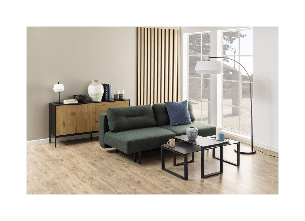 Malling Sovesofa m. ryghynder 200x105, Grøn stof - Unoliving.com