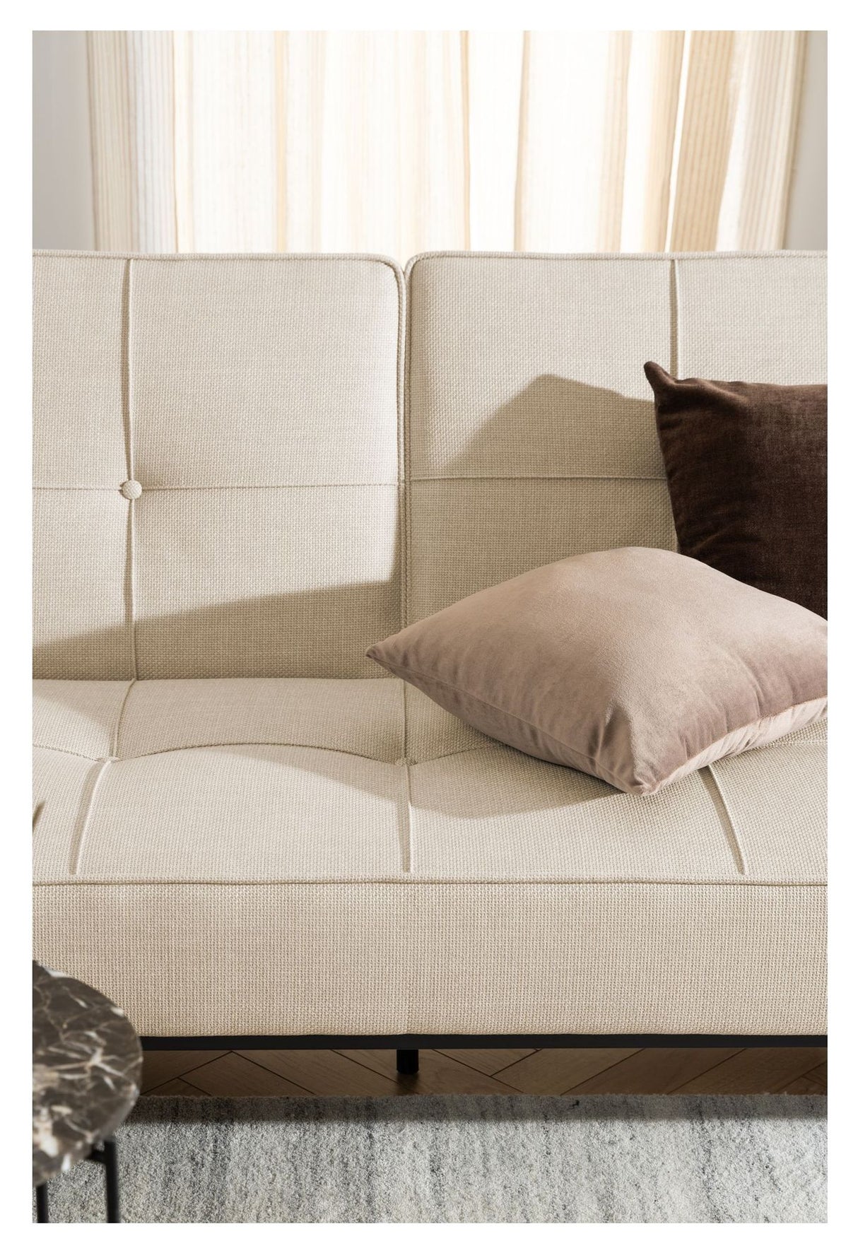 Perugia Sovesofa, Beige stof, 198x95x87 - Unoliving.com