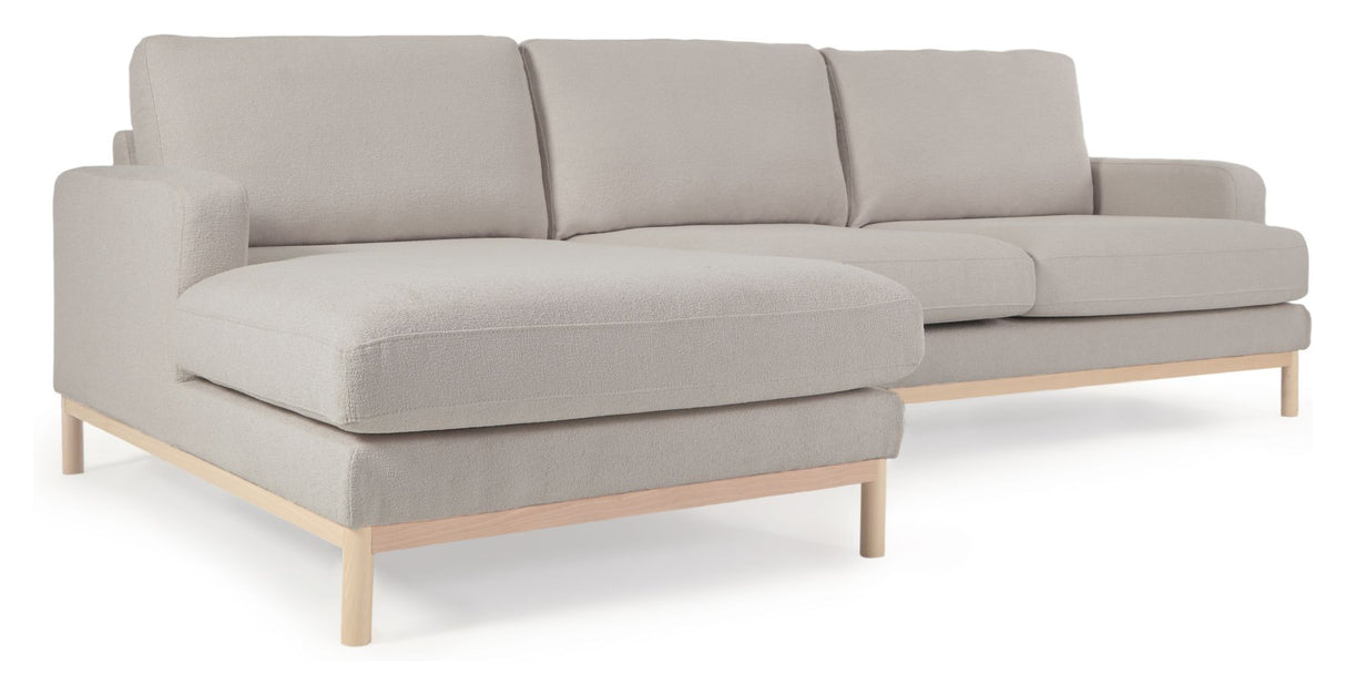 Mihaela 3-pers. Sofa m. venstrevendt chaiselong, Grå fleece - Unoliving.com