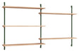 Wall Shelving, 2 fag, 5 hylder, H:85, Eg/Grøn - Unoliving.com