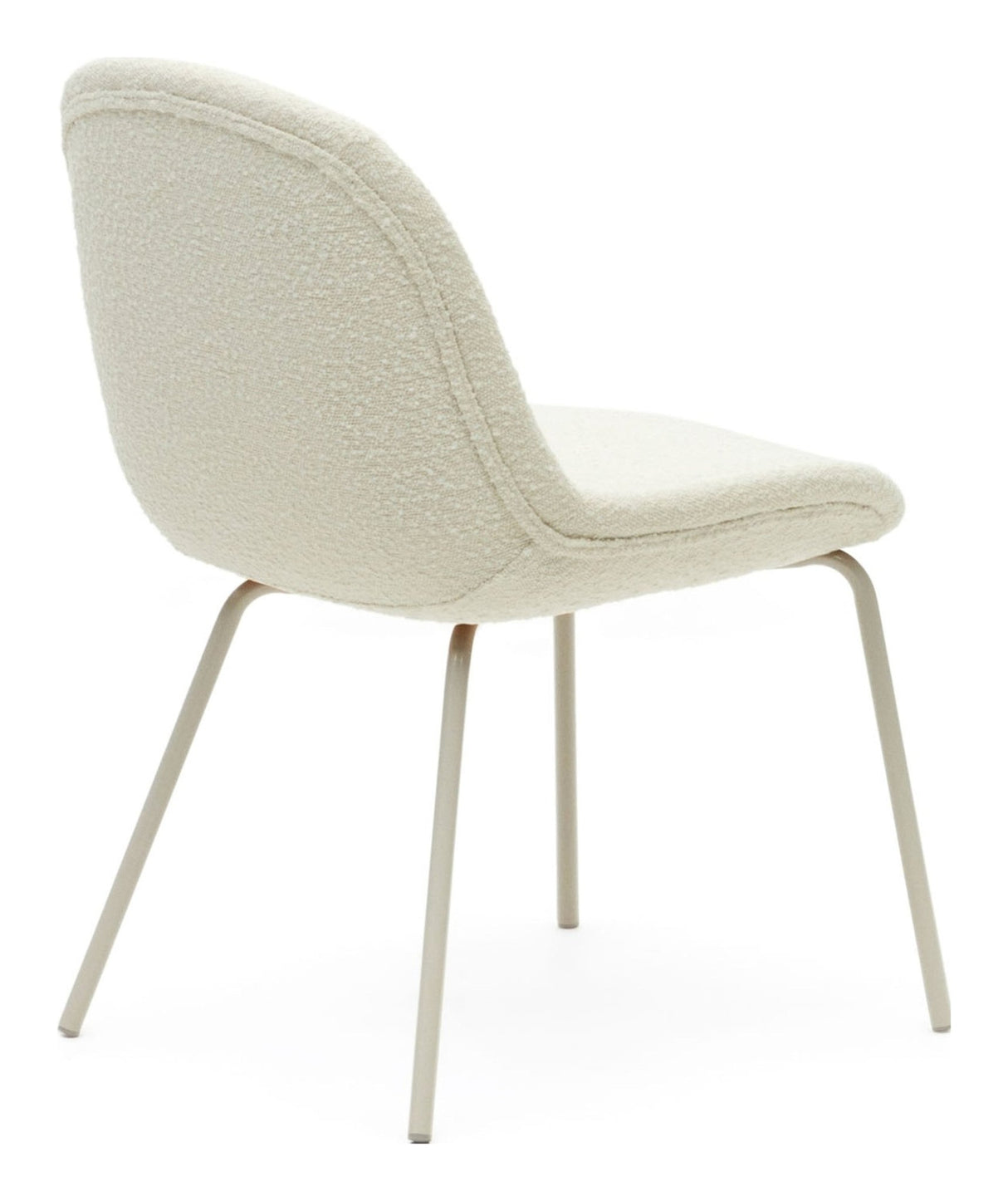 Aimin Spisebordsstol m. beige ben, Hvid Bouclé - UNOLIVING.COM