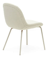 Aimin Spisebordsstol m. beige ben, Hvid Bouclé - UNOLIVING.COM