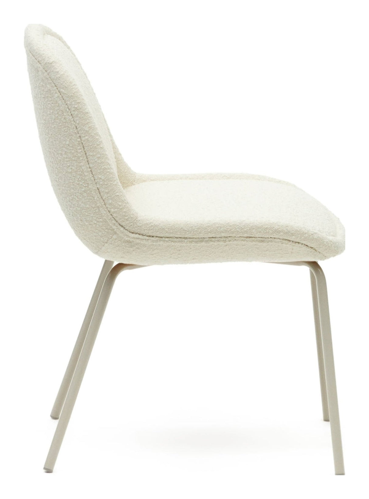 Aimin Spisebordsstol m. beige ben, Hvid Bouclé - UNOLIVING.COM