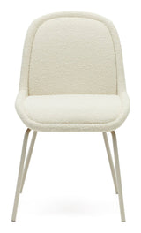 Aimin Spisebordsstol m. beige ben, Hvid Bouclé - UNOLIVING.COM