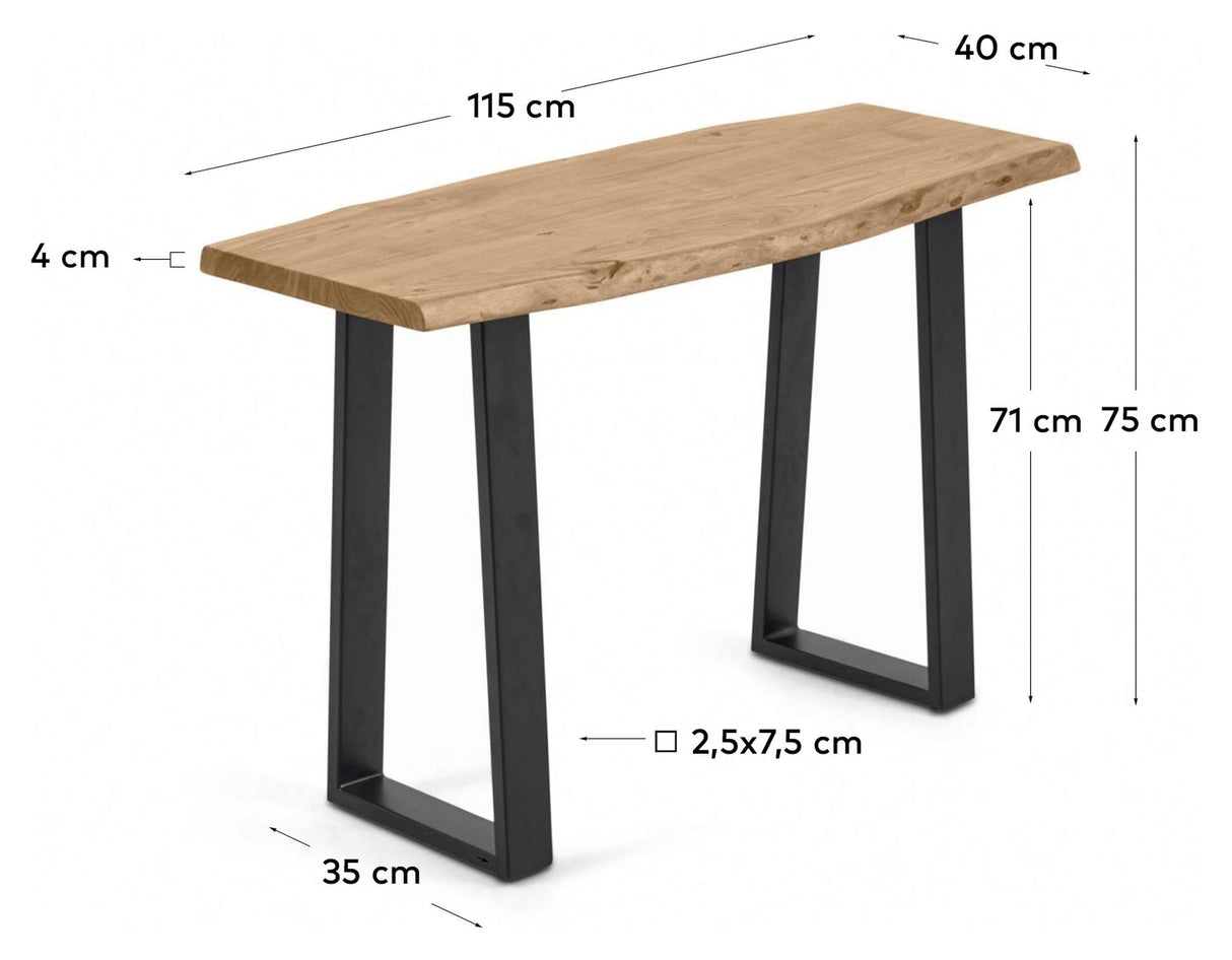 Alaia Konsolbord, Massiv acacie/Sort metalstel - UNOLIVING.COM