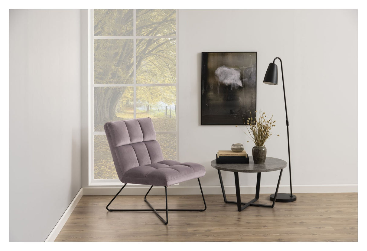 Alba Loungestol, Dusty rose velour/Mat sort - UNOLIVING.COM