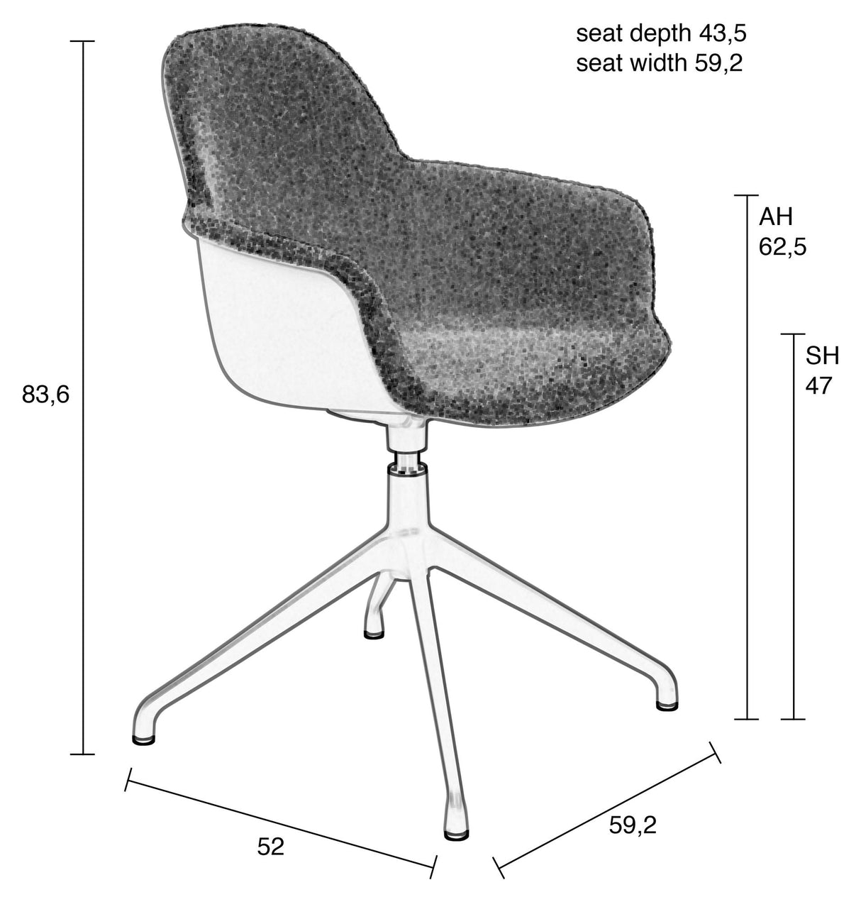 Albert Kuip Spisebordsstol m. armlæn/drejefod, Taupe - UNOLIVING.COM