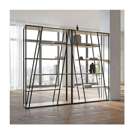 Albi Bogreol, Lys eg/Sort Metal, 120x38x197 - UNOLIVING.COM