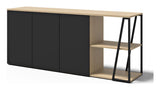 Albi Skænk, Lys eg/Sort Metal, 190x45x81 - UNOLIVING.COM