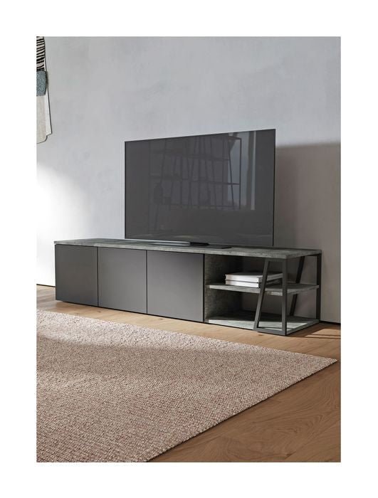 Albi TV - Bord 190, Beton/Sort Metal, 190x45x45 - UNOLIVING.COM