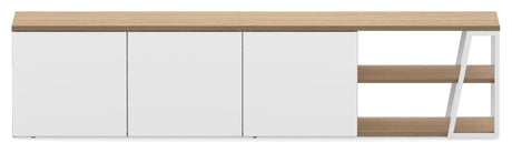 Albi TV - Bord 190, Lys eg/Hvid Metal, 190x45x45 - UNOLIVING.COM