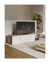 Albi TV - Bord 190, Lys eg/Hvid Metal, 190x45x45 - UNOLIVING.COM