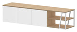 Albi TV - Bord 190, Lys eg/Hvid Metal, 190x45x45 - UNOLIVING.COM