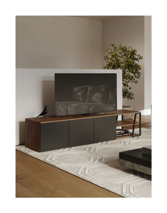 Albi TV - Bord 190, Valnød/Sort Metal, 190x45x45 - UNOLIVING.COM