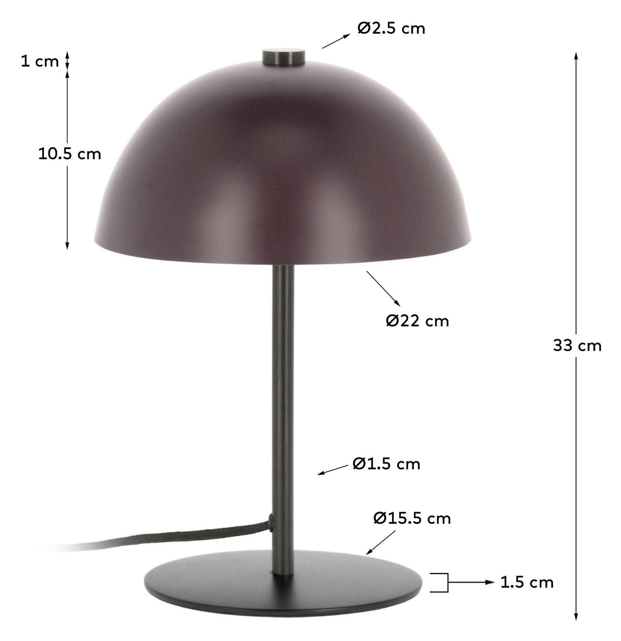 Aleyla Bordlampe Maroon - UNOLIVING.COM