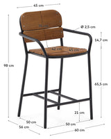 Algueret stol, træ/sort 65 cm - UNOLIVING.COM