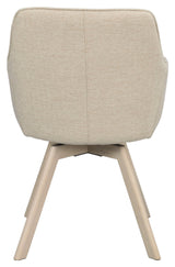 Alison, spisebordsstol m/armlæn - lys beige/lys eg - UNOLIVING.COM