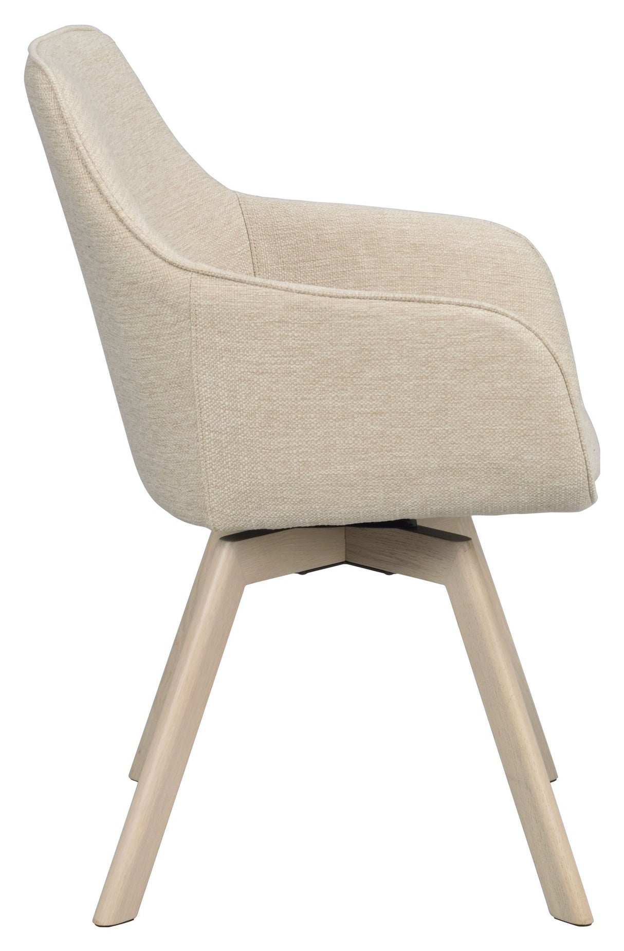 Alison, spisebordsstol m/armlæn - lys beige/lys eg - UNOLIVING.COM