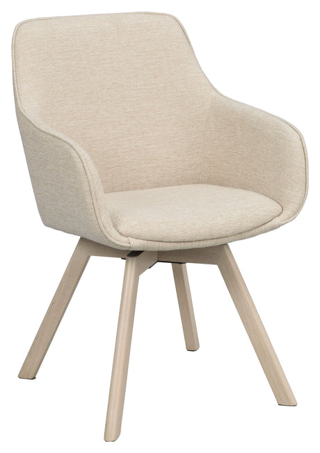 Alison, spisebordsstol m/armlæn - lys beige/lys eg - UNOLIVING.COM