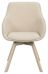 Alison, spisebordsstol m/armlæn - lys beige/lys eg - UNOLIVING.COM