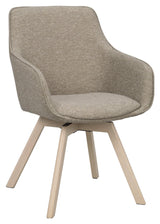 Alison, spisebordsstol m/armlæn - mørk beige/lys eg - UNOLIVING.COM