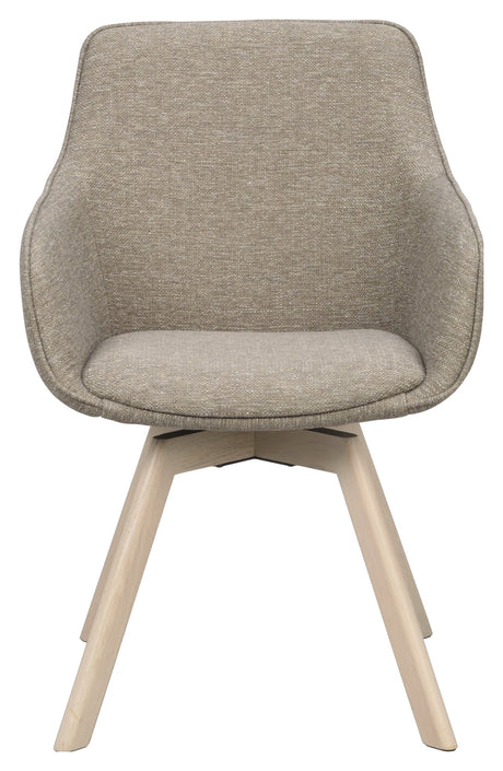 Alison, spisebordsstol m/armlæn - mørk beige/lys eg - UNOLIVING.COM