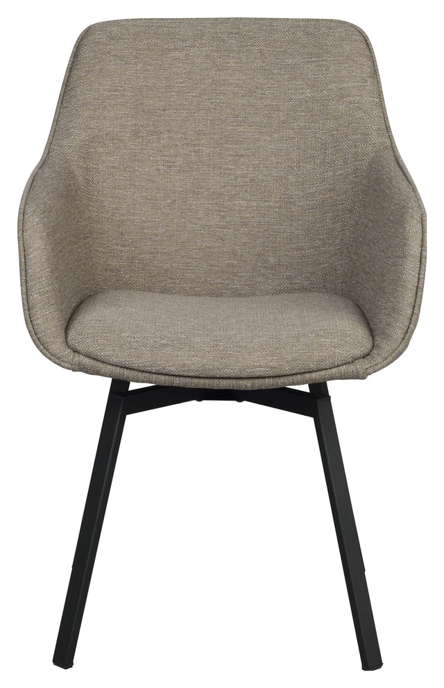 Alison, spisebordsstol m/armlæn - mørk beige/sort - UNOLIVING.COM