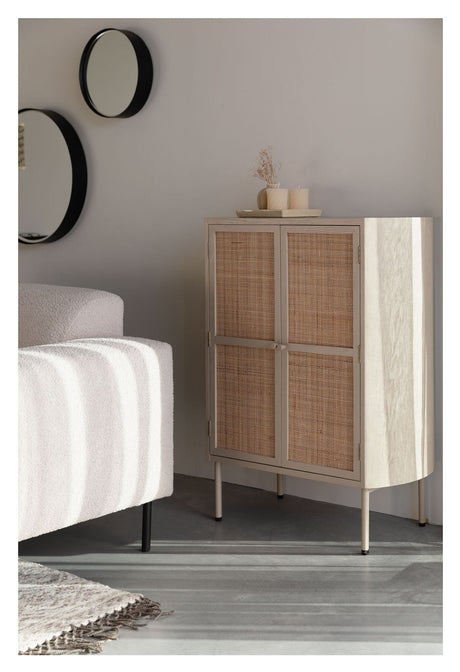 Amaya Højskænk, MDF, Flet, Beige - UNOLIVING.COM