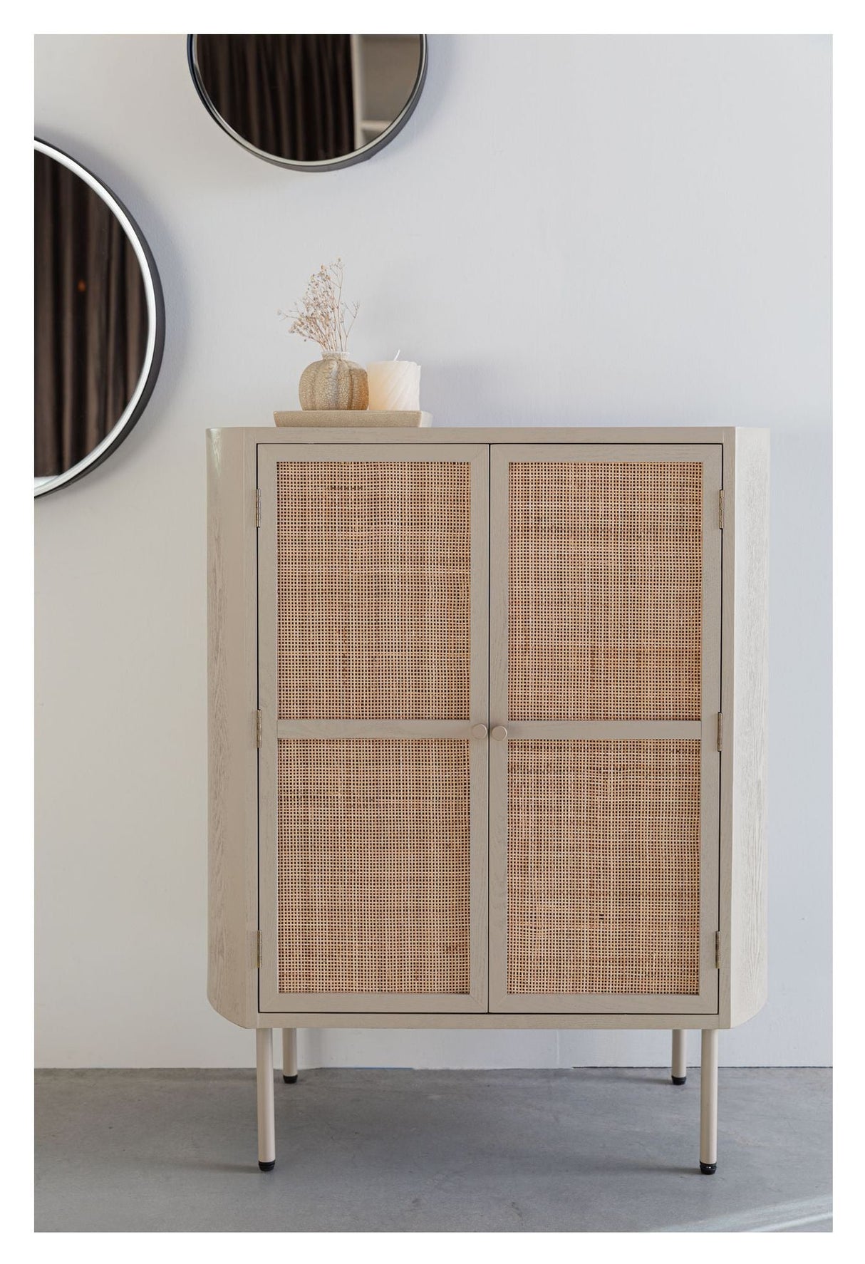 Amaya Højskænk, MDF, Flet, Beige - UNOLIVING.COM