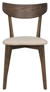 Ami Spisebordsstol, Brun massiv eg, beige stof - UNOLIVING.COM