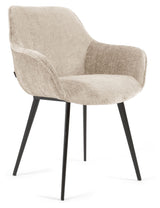 Amira Spisebordsstol, Beige velour chenille - UNOLIVING.COM