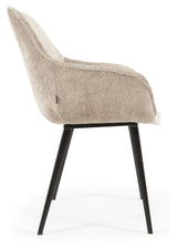 Amira Spisebordsstol, Beige velour chenille - UNOLIVING.COM