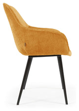 Amira Spisebordsstol, Gul velour chenille - UNOLIVING.COM