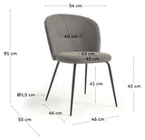 Anoha Spisebordsstol, Grå chenille/Sorte metalben - UNOLIVING.COM