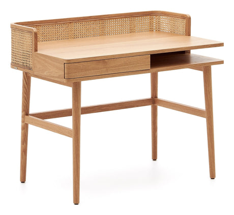 Araxi Skrivebord, Finer/massivt asketræ og rattan, 105x62 - UNOLIVING.COM