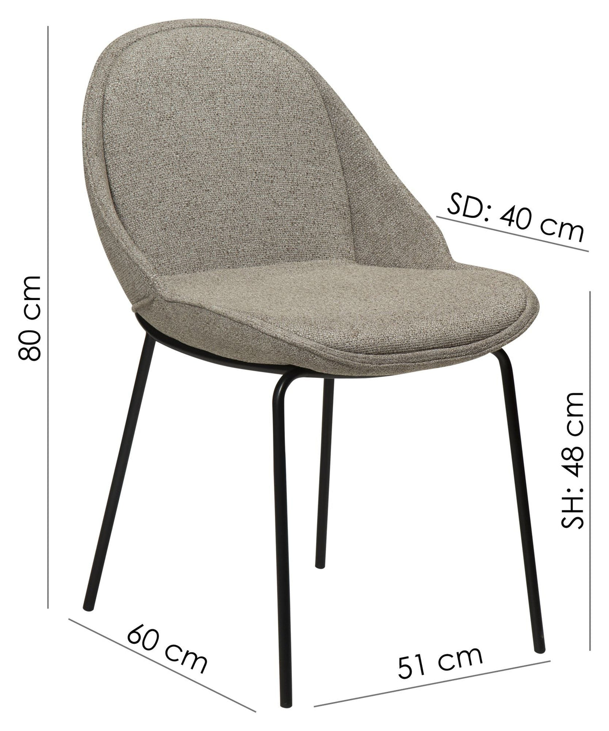 Arch Spisebordsstol, pebble earth bouclé stof - UNOLIVING.COM