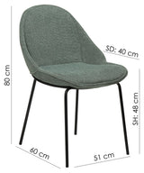 Arch Spisebordsstol, pebble grøn bouclé stof - UNOLIVING.COM