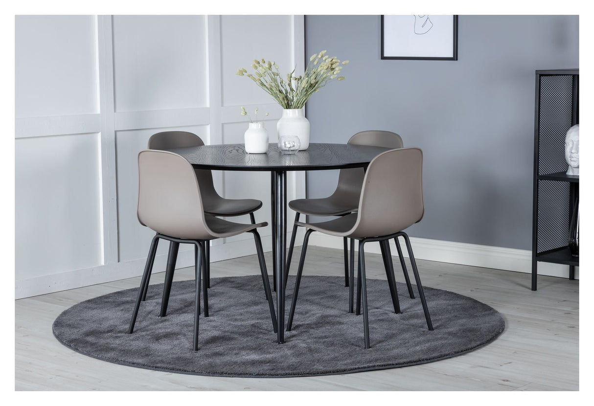 Arctic Spisebordsstol, Beige, Sorte metalben - UNOLIVING.COM