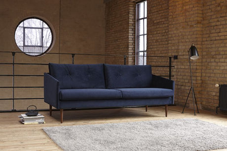 Assens 3 - pers. sofa, Blå Velour - UNOLIVING.COM