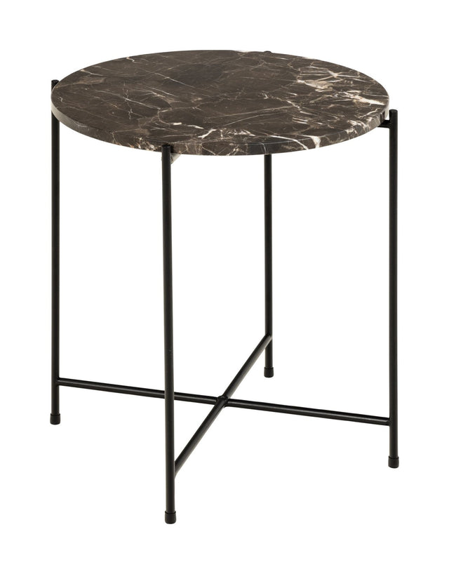 Avila Sidebord i poleret Brun Emperador marmor, Ø42 - UNOLIVING.COM